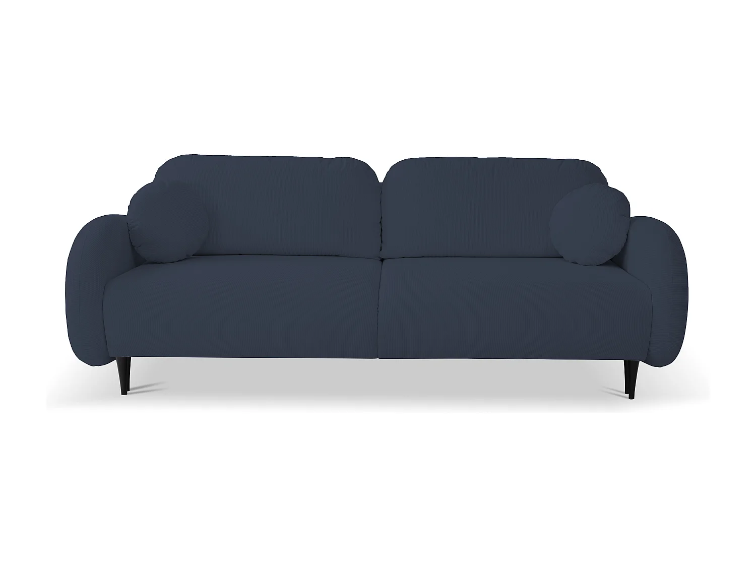 Sofa SOFT 2-osobowa, funkcja spania, pojemnik na pościel, 2 poduszki, styl nowoczesny, 232x95x109 cm, kolor: CIEMNY NIEBIESKI