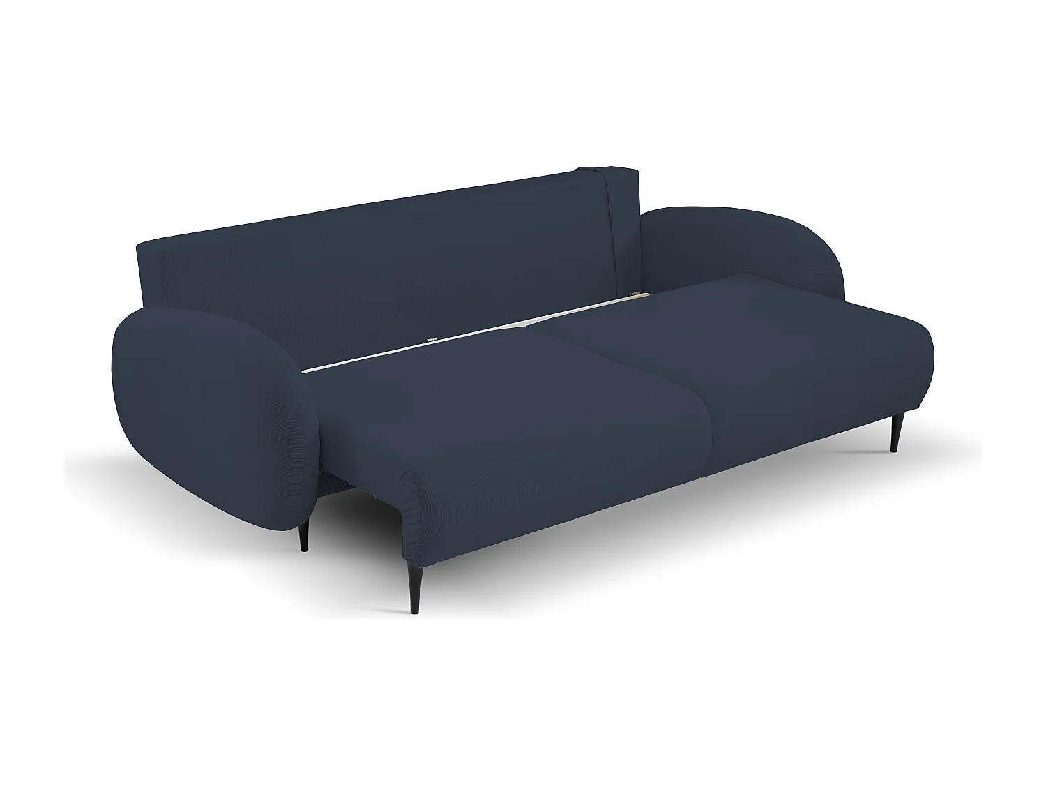 Sofa SOFT 2-osobowa, funkcja spania, pojemnik na pościel, 2 poduszki, styl nowoczesny, 232x95x109 cm, kolor: CIEMNY NIEBIESKI