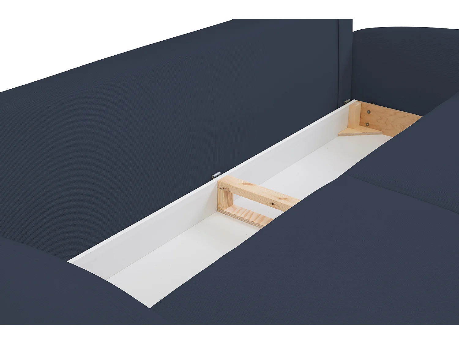 Canapé SOFT 2 places convertible, coffre de rangement, 2 coussins, style moderne, 232x95x109 cm, couleur : BLEU FONCÉ