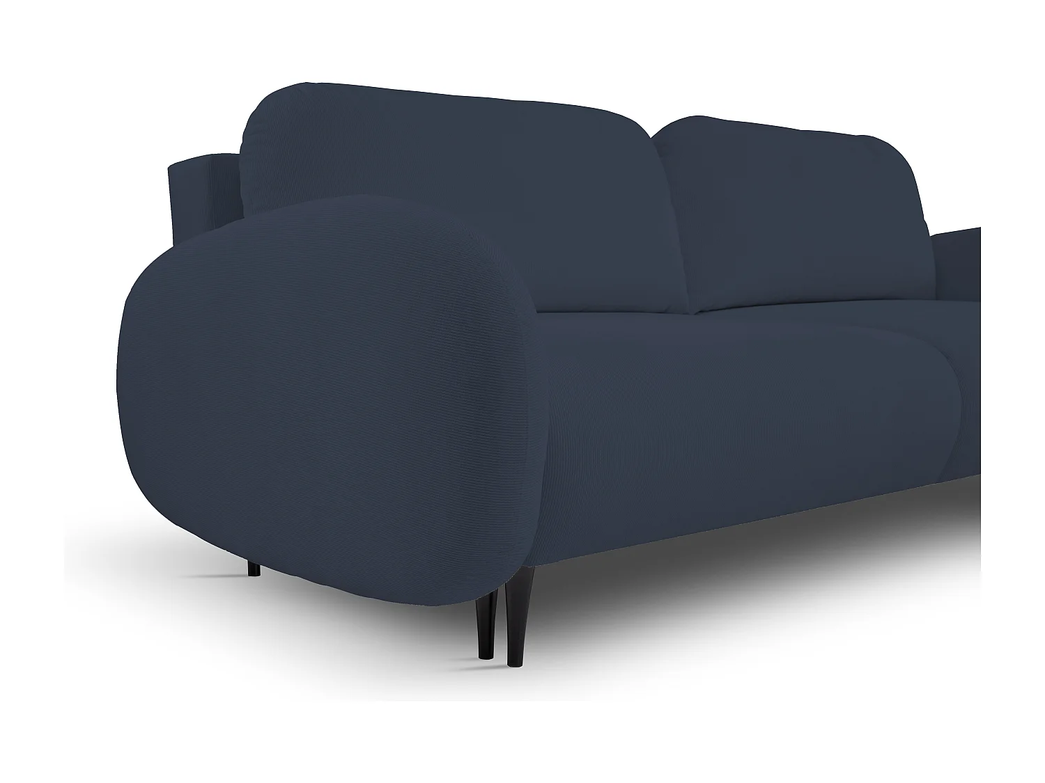 Canapé SOFT 2 places convertible, coffre de rangement, 2 coussins, style moderne, 232x95x109 cm, couleur : BLEU FONCÉ