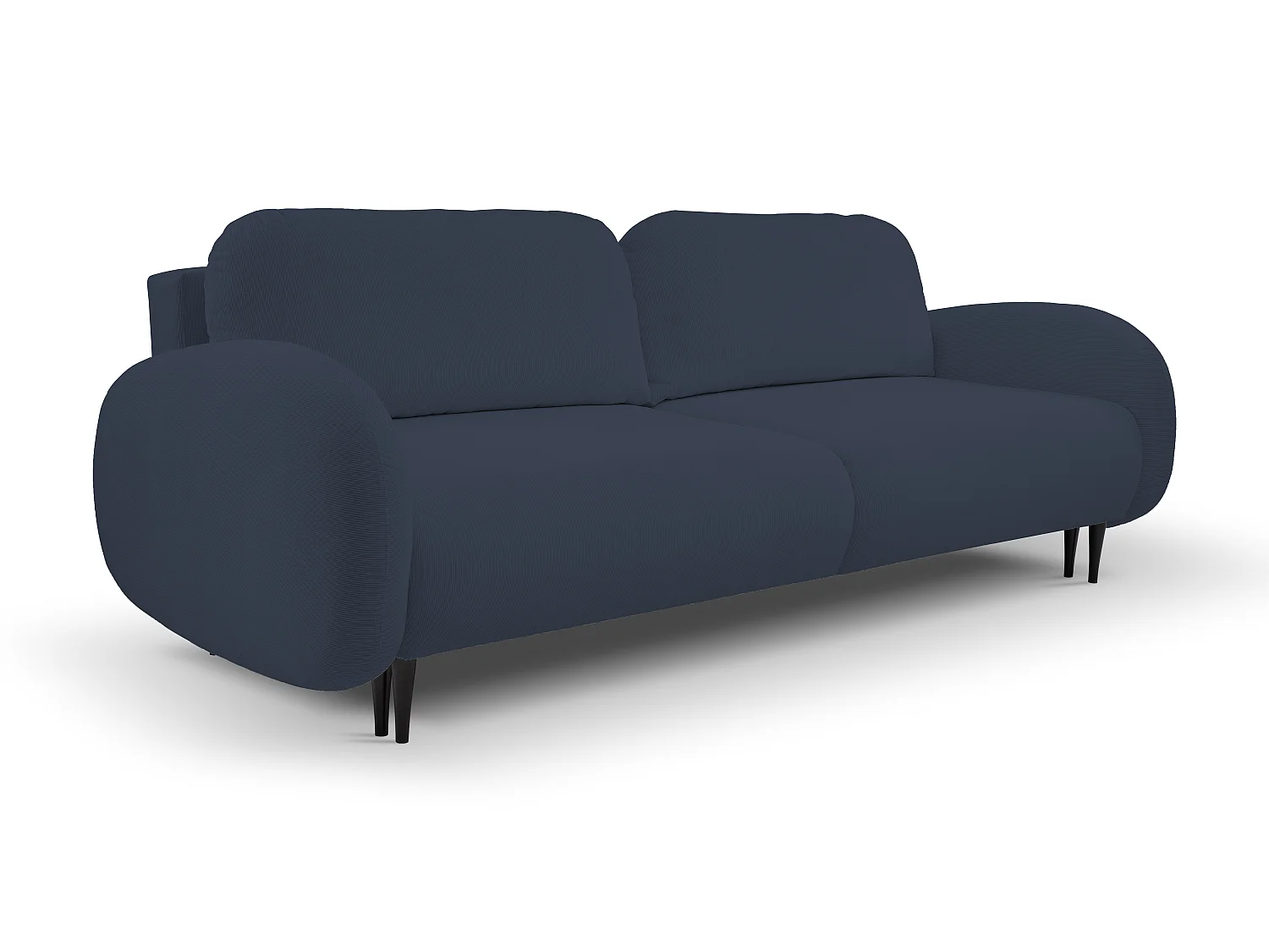 Sofa SOFT 2-osobowa, funkcja spania, pojemnik na pościel, 2 poduszki, styl nowoczesny, 232x95x109 cm, kolor: CIEMNY NIEBIESKI