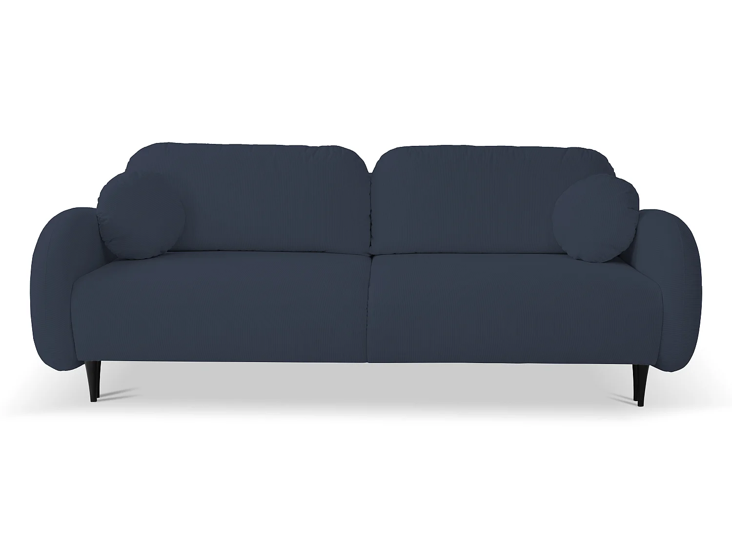Sofa SOFT 2-osobowa, funkcja spania, pojemnik na pościel, 2 poduszki, styl nowoczesny, 232x95x109 cm, kolor: CIEMNY NIEBIESKI