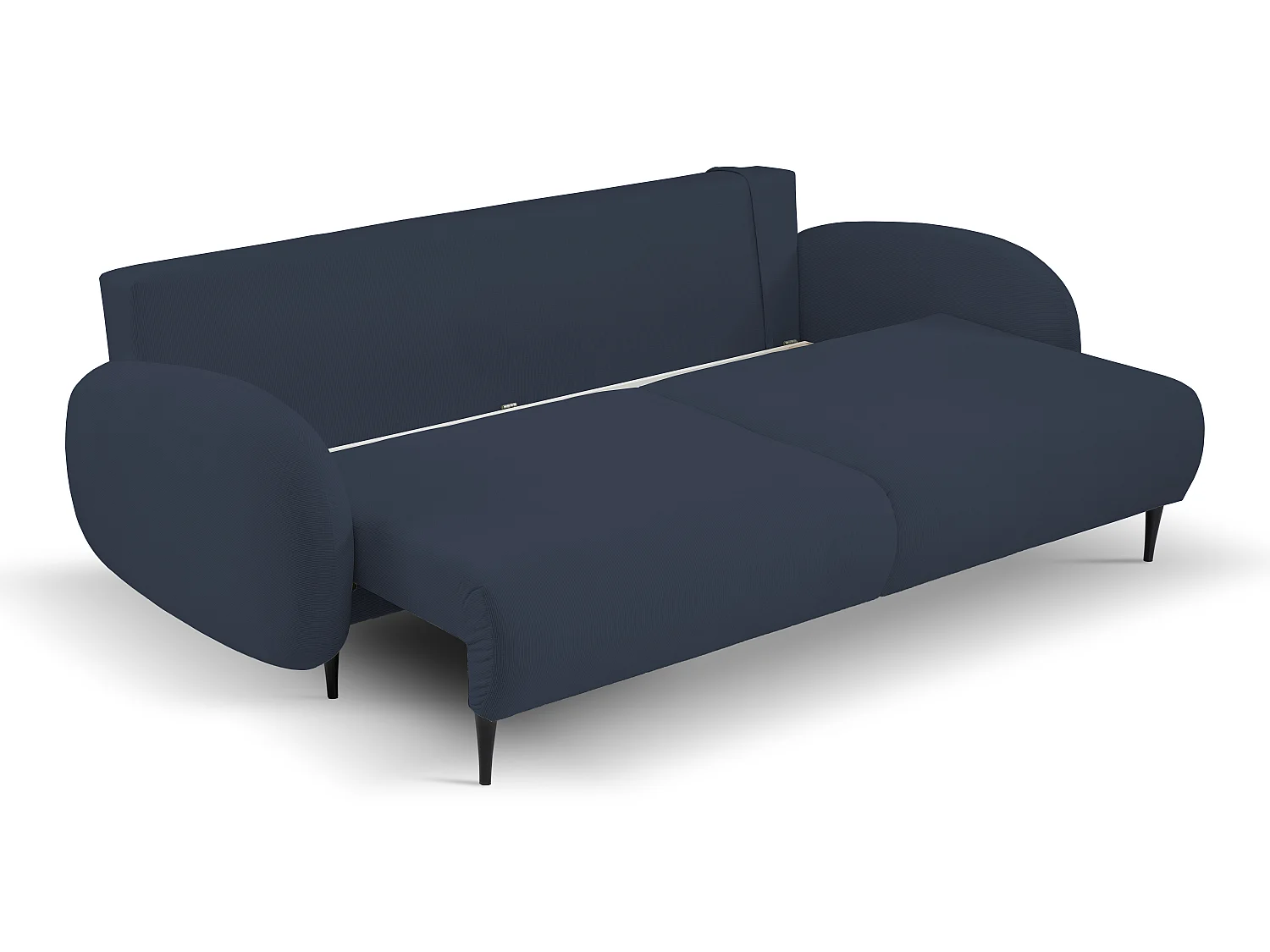 Sofa SOFT 2-osobowa, funkcja spania, pojemnik na pościel, 2 poduszki, styl nowoczesny, 232x95x109 cm, kolor: CIEMNY NIEBIESKI