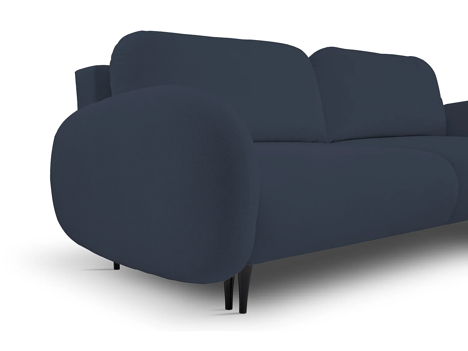Sofa SOFT 2-osobowa, funkcja spania, pojemnik na pościel, 2 poduszki, styl nowoczesny, 232x95x109 cm, kolor: CIEMNY NIEBIESKI