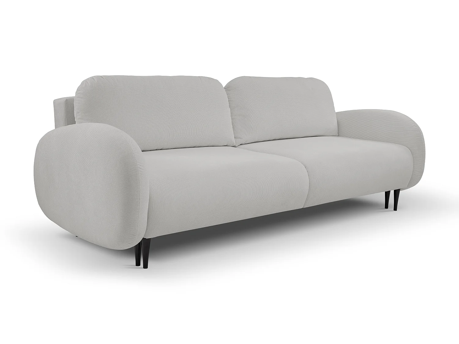 Zweisitzer-Sofa SOFT, Schlafsofa, Stauraum, 2 Kissen, moderner Stil, 232x95x109 cm, Farbe: HELLGRAU