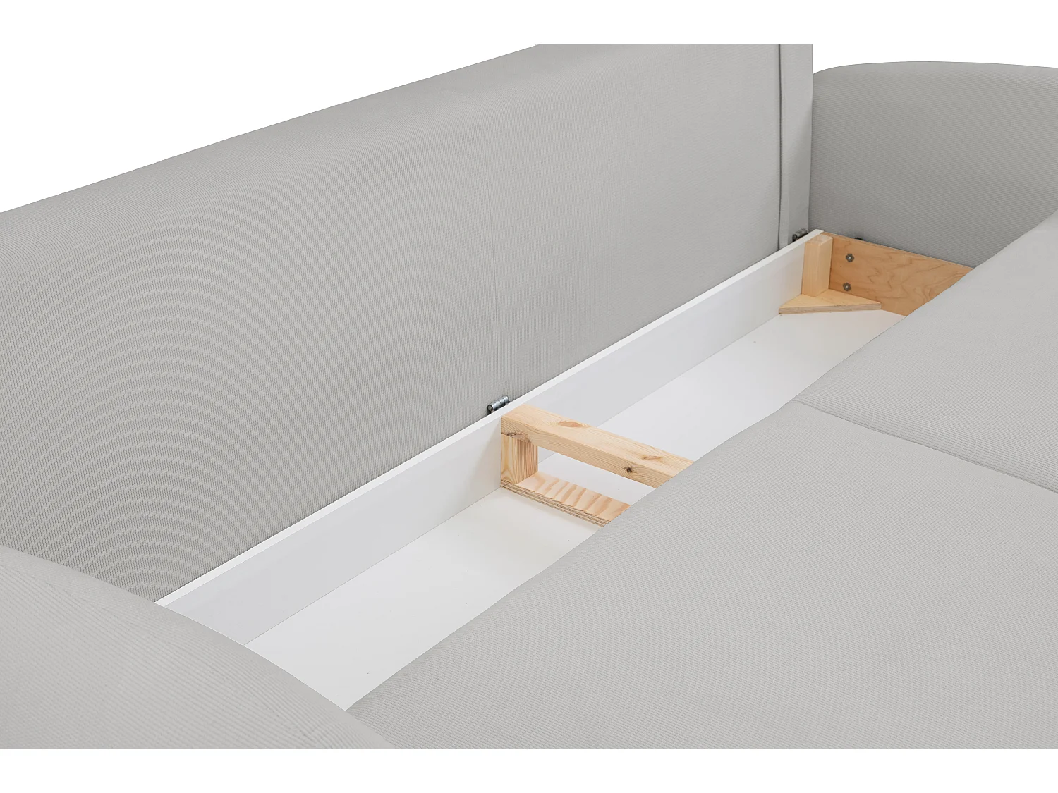 Zweisitzer-Sofa SOFT, Schlafsofa, Stauraum, 2 Kissen, moderner Stil, 232x95x109 cm, Farbe: HELLGRAU