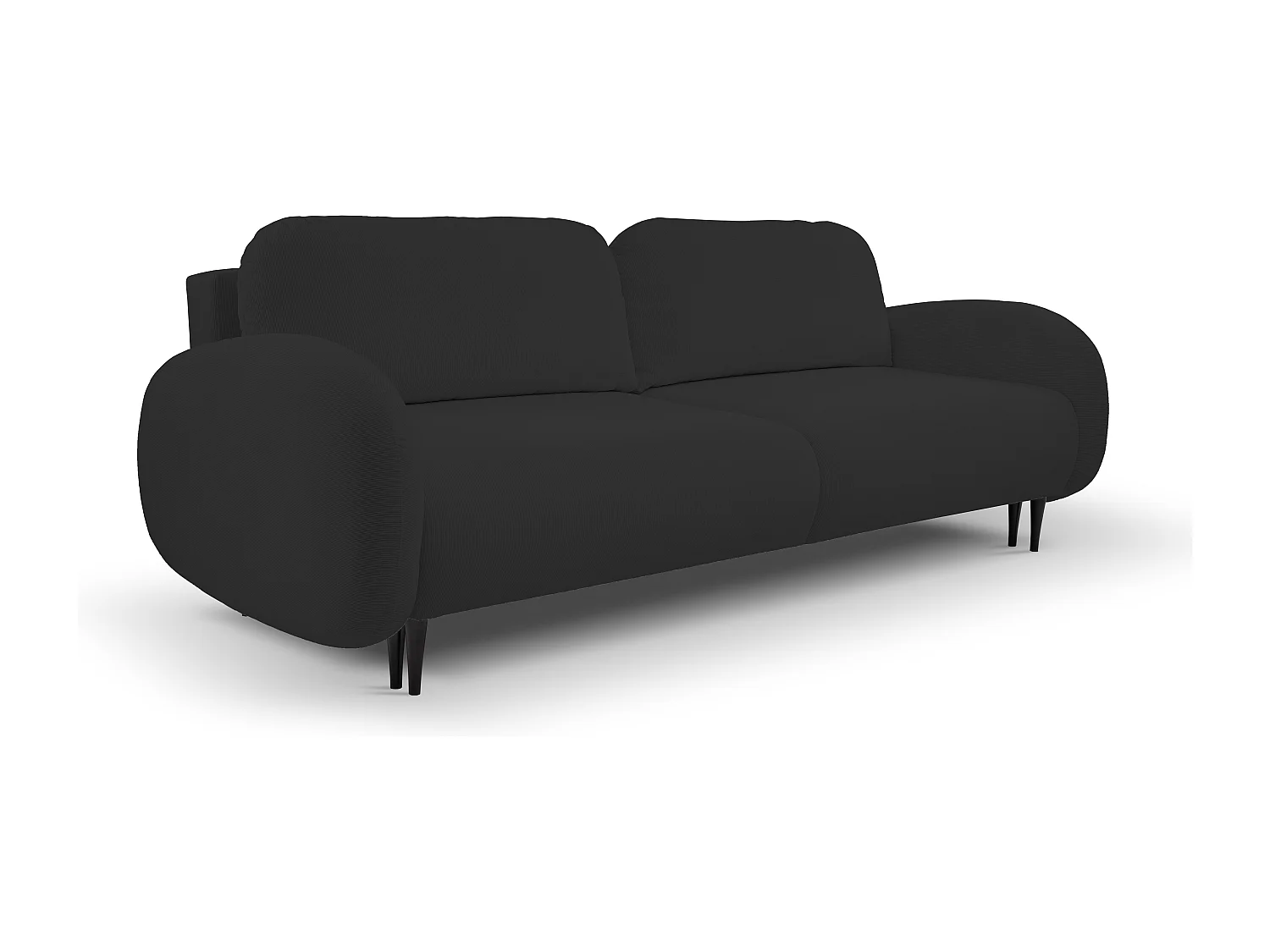 Sofa SOFT 2-osobowa, funkcja spania, pojemnik na pościel, 2 poduszki, styl nowoczesny, 232x95x109 cm, kolor: CZARNY