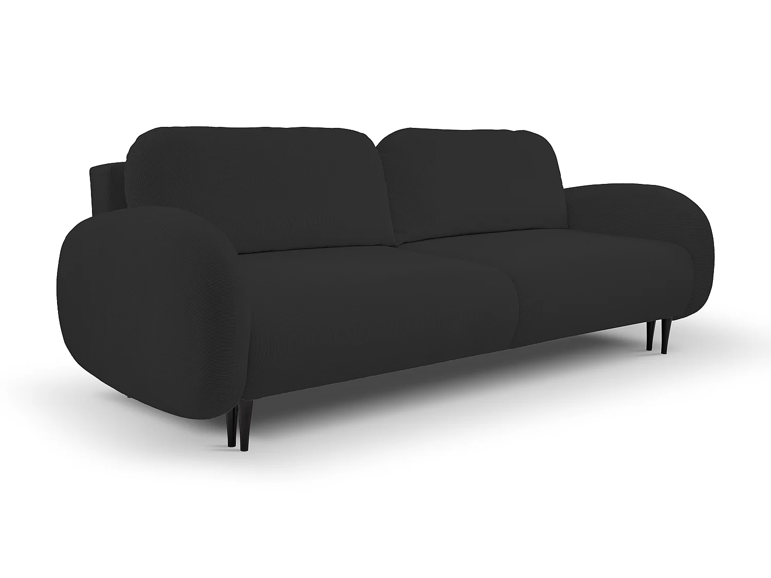Zweisitzer-Sofa SOFT, Schlafsofa, Stauraum, 2 Kissen, moderner Stil, 232x95x109 cm, Farbe: SCHWARZ