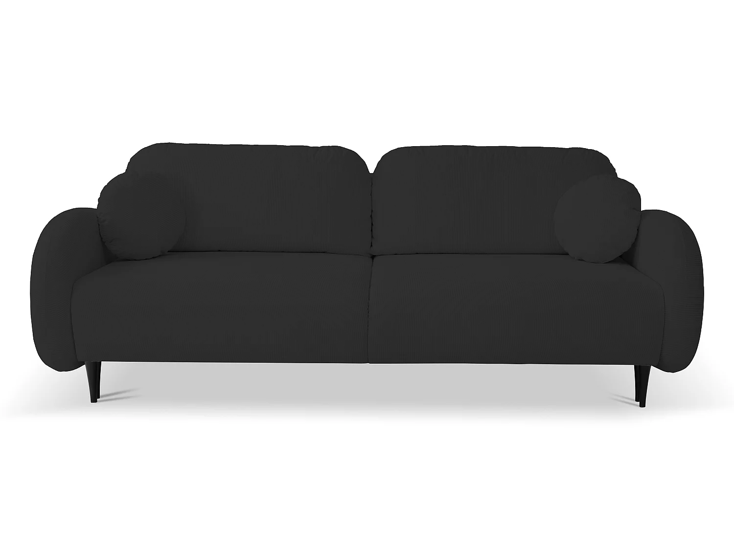 Zweisitzer-Sofa SOFT, Schlafsofa, Stauraum, 2 Kissen, moderner Stil, 232x95x109 cm, Farbe: SCHWARZ