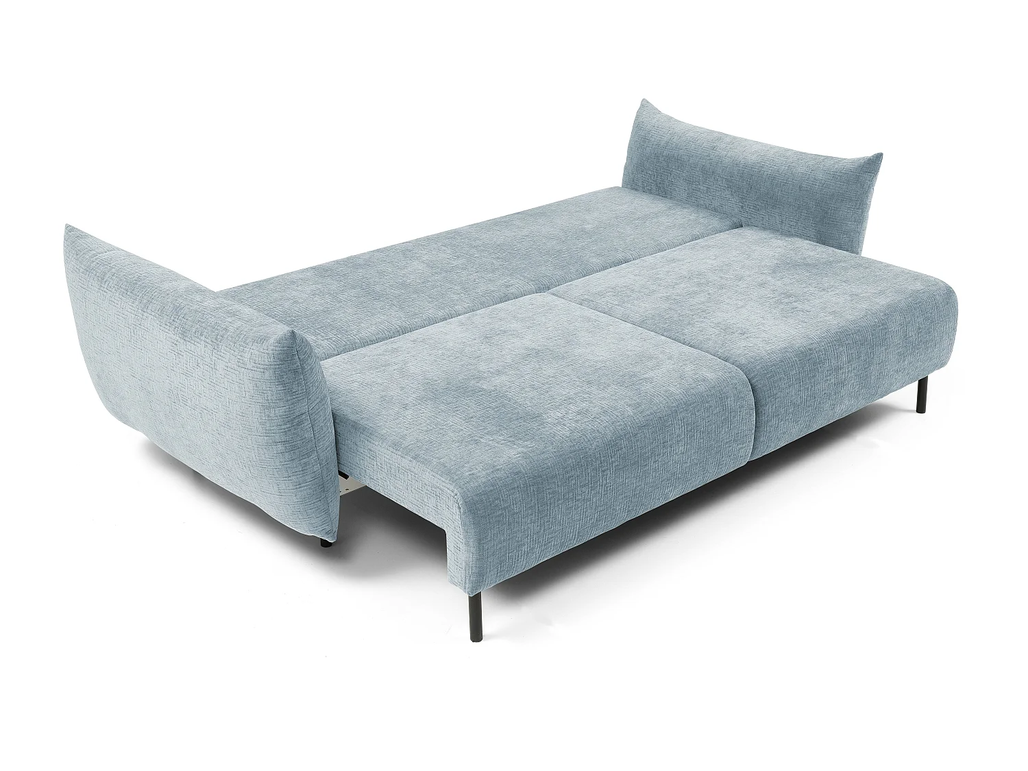 ADEL-Sofa nowoczesna sofa z funkcją spania, pojemnikiem, silikonowe poduszki, sprężyny faliste, NIEBIESKA, 145x200 cm