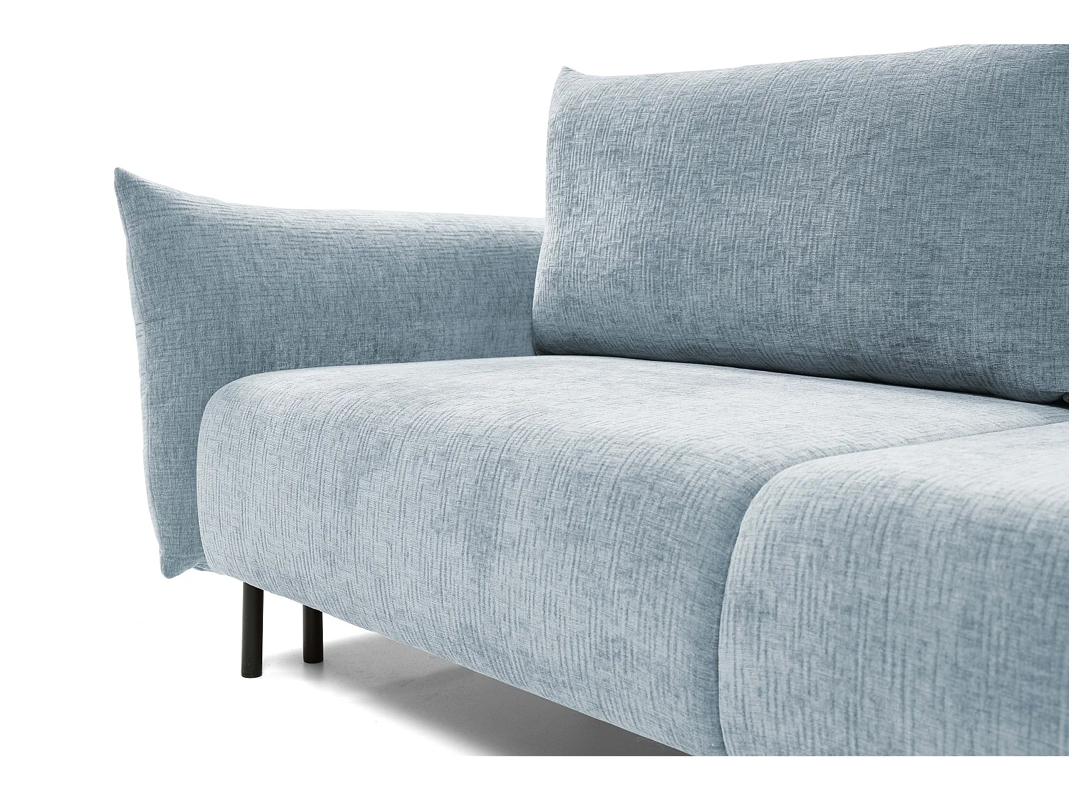 ADEL-Sofa nowoczesna sofa z funkcją spania, pojemnikiem, silikonowe poduszki, sprężyny faliste, NIEBIESKA, 145x200 cm