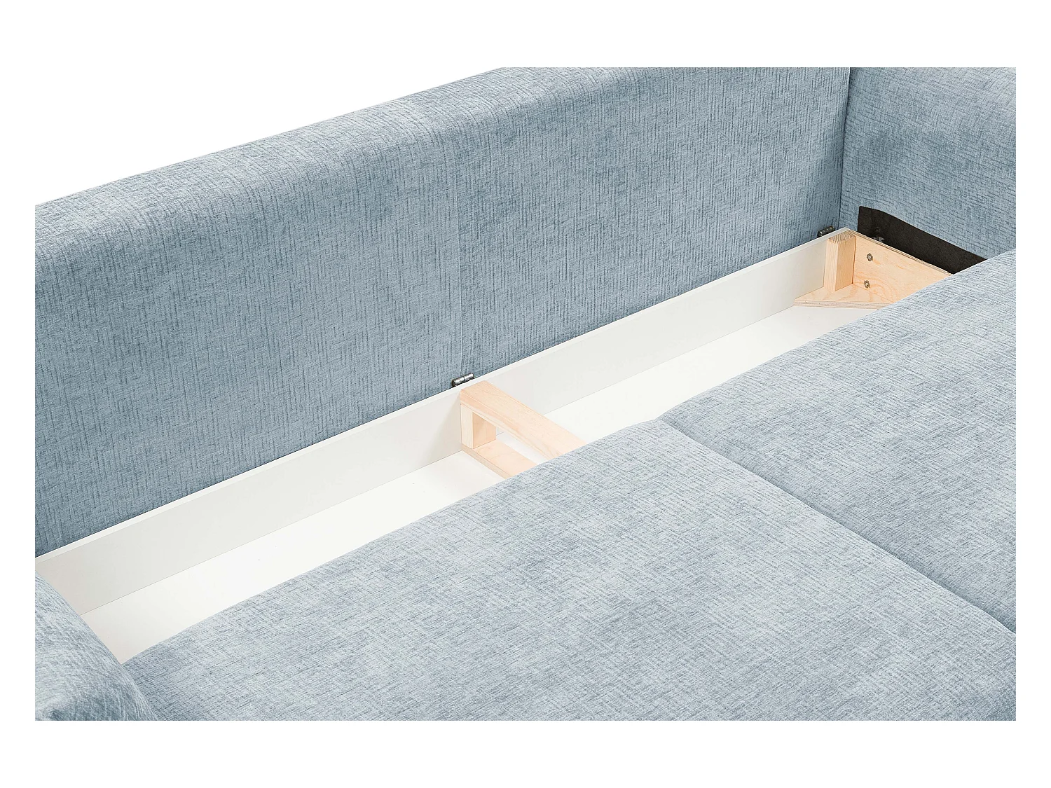 ADEL-Sofa, modernes Schlafsofa mit Stauraum, Silikonkissen, Wellenfedern, BLAU, 145x200 cm