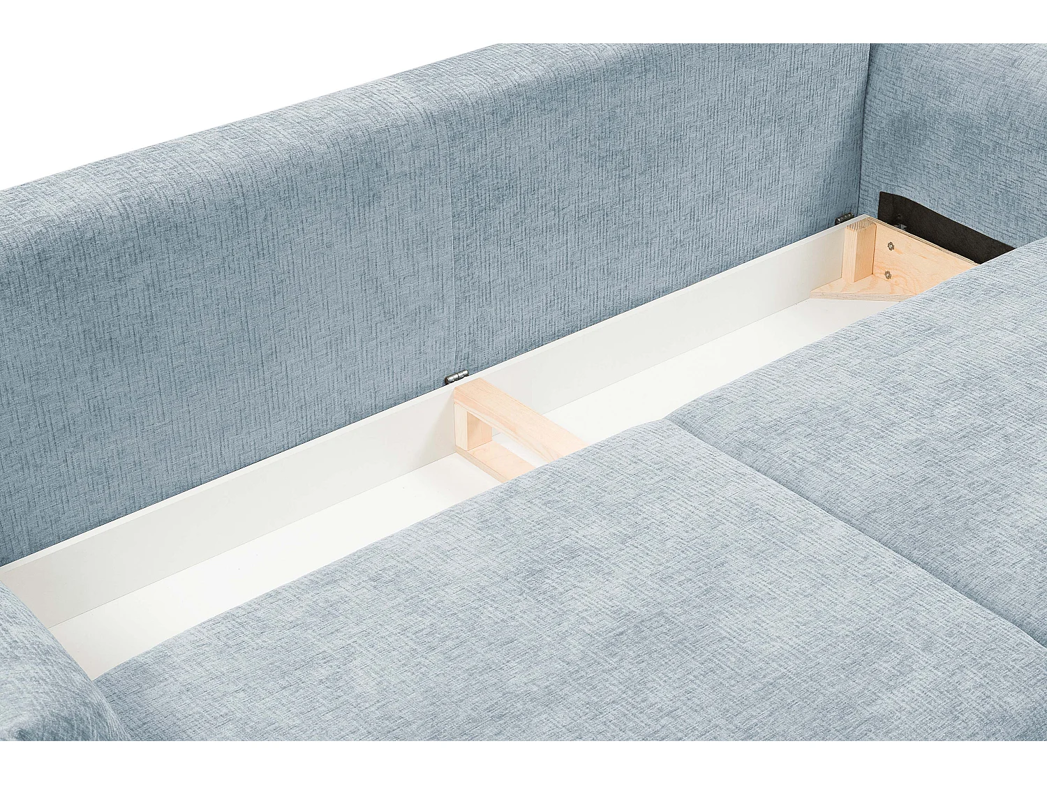 ADEL-bank – Moderne slaapbank met opbergruimte, siliconenkussens, golvende veren, BLAUW, 145x200 cm