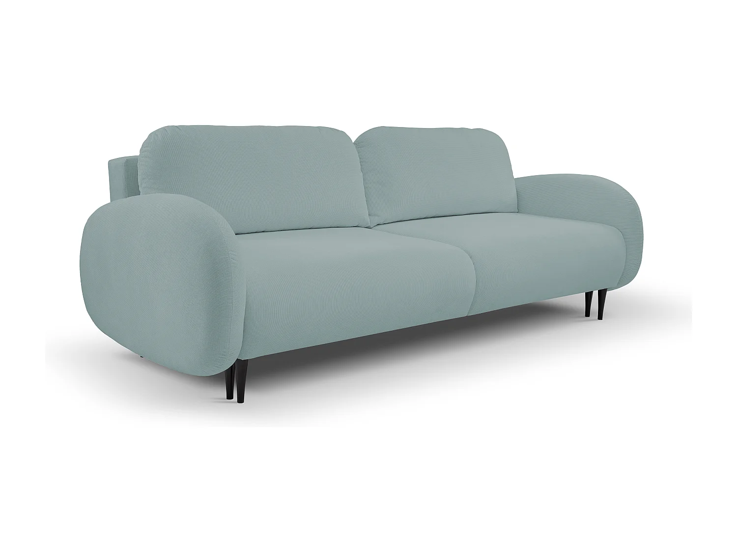 Sofa SOFT 2-osobowa, funkcja spania, pojemnik na pościel, 2 poduszki, styl nowoczesny, 232x95x109 cm, kolor: TURKUSOWY