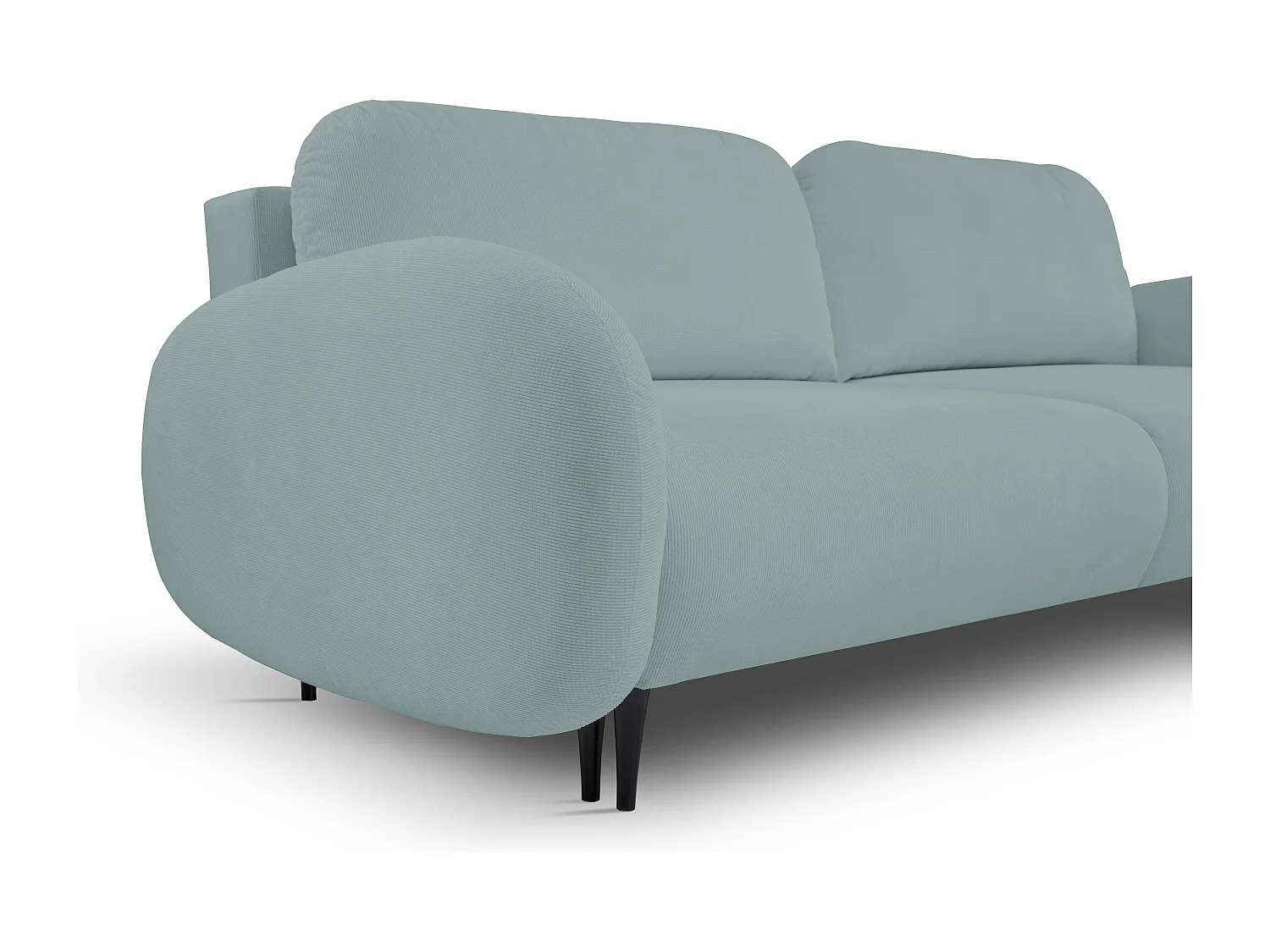 Sofa SOFT 2-osobowa, funkcja spania, pojemnik na pościel, 2 poduszki, styl nowoczesny, 232x95x109 cm, kolor: TURKUSOWY