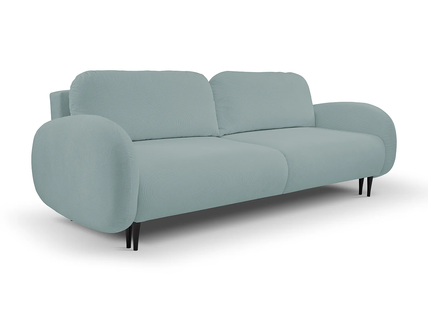 Zweisitzer-Sofa SOFT, Schlafsofa, Stauraum, 2 Kissen, moderner Stil, 232x95x109 cm, Farbe: TÜRKIS
