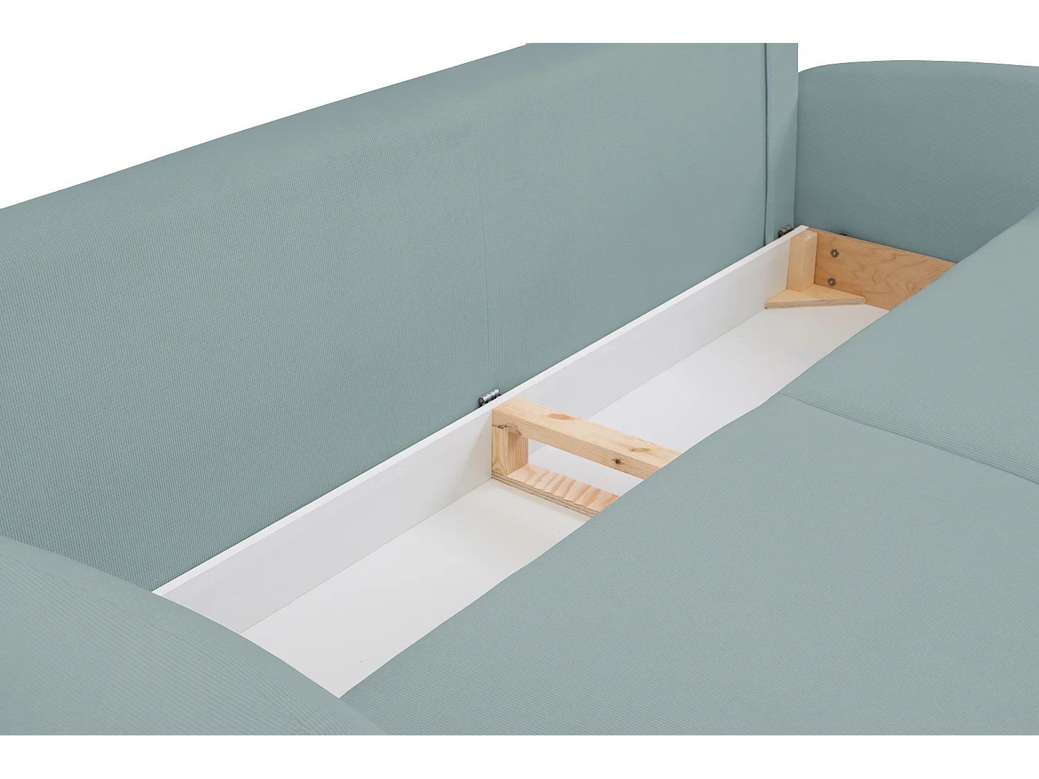 Zweisitzer-Sofa SOFT, Schlafsofa, Stauraum, 2 Kissen, moderner Stil, 232x95x109 cm, Farbe: TÜRKIS