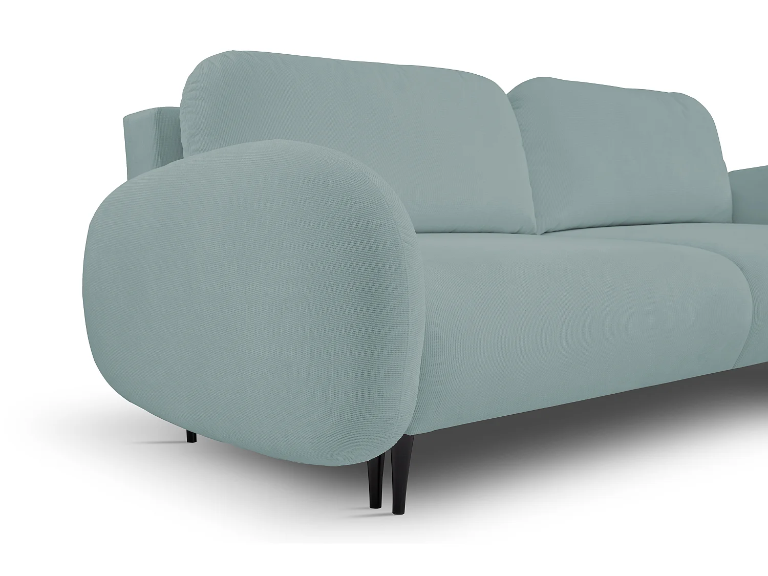 Zweisitzer-Sofa SOFT, Schlafsofa, Stauraum, 2 Kissen, moderner Stil, 232x95x109 cm, Farbe: TÜRKIS