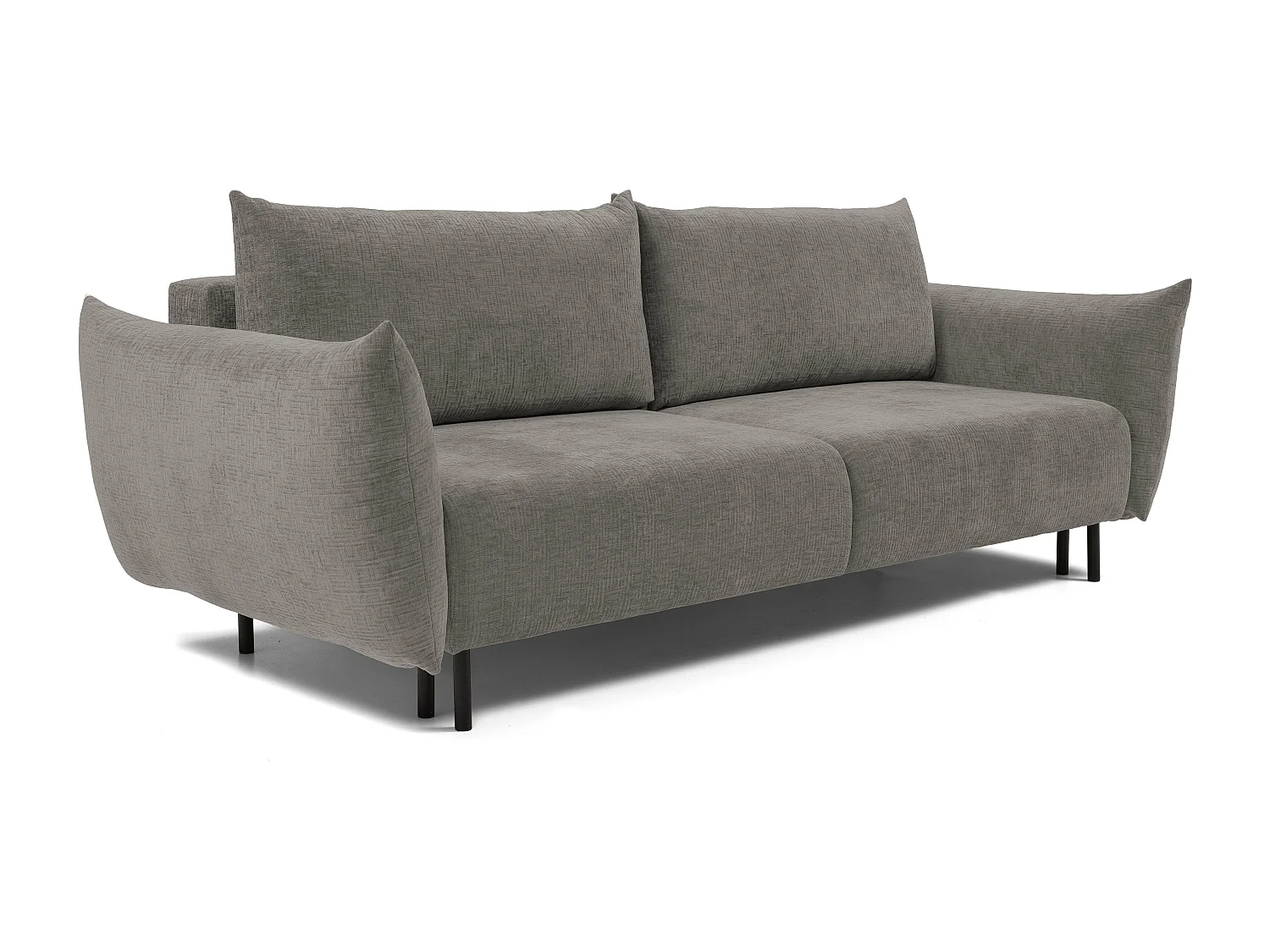 ADEL-Sofa, modernes Schlafsofa mit Stauraum, Silikonkissen, Wellenfedern, HELLGRAPHIT, 145x200 cm
