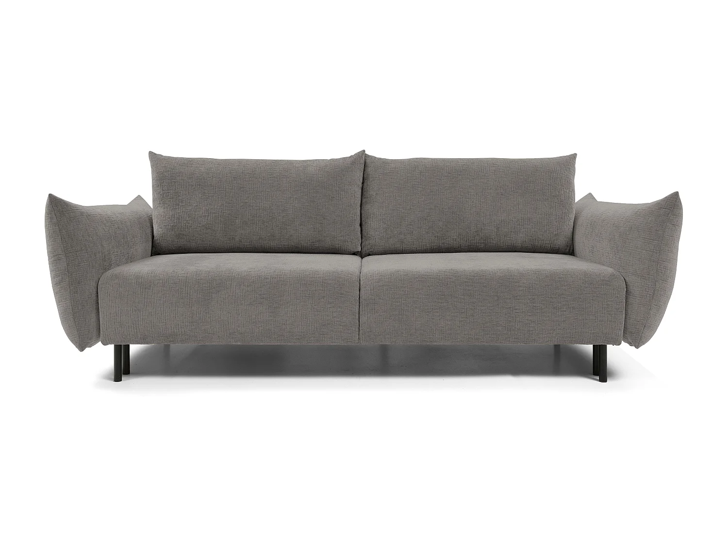 ADEL-Sofa, modernes Schlafsofa mit Stauraum, Silikonkissen, Wellenfedern, HELLGRAPHIT, 145x200 cm