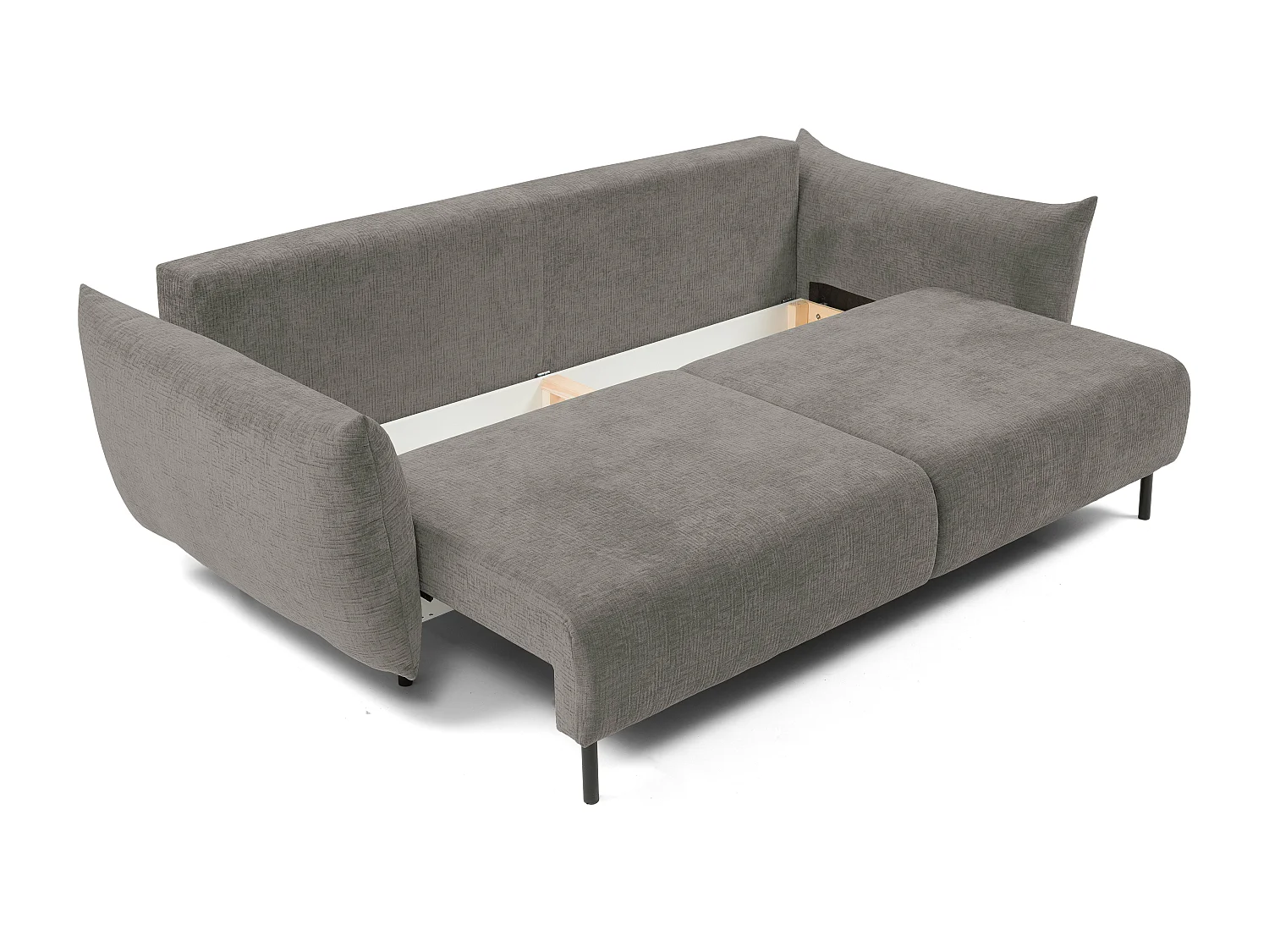 ADEL-Sofa, modernes Schlafsofa mit Stauraum, Silikonkissen, Wellenfedern, HELLGRAPHIT, 145x200 cm