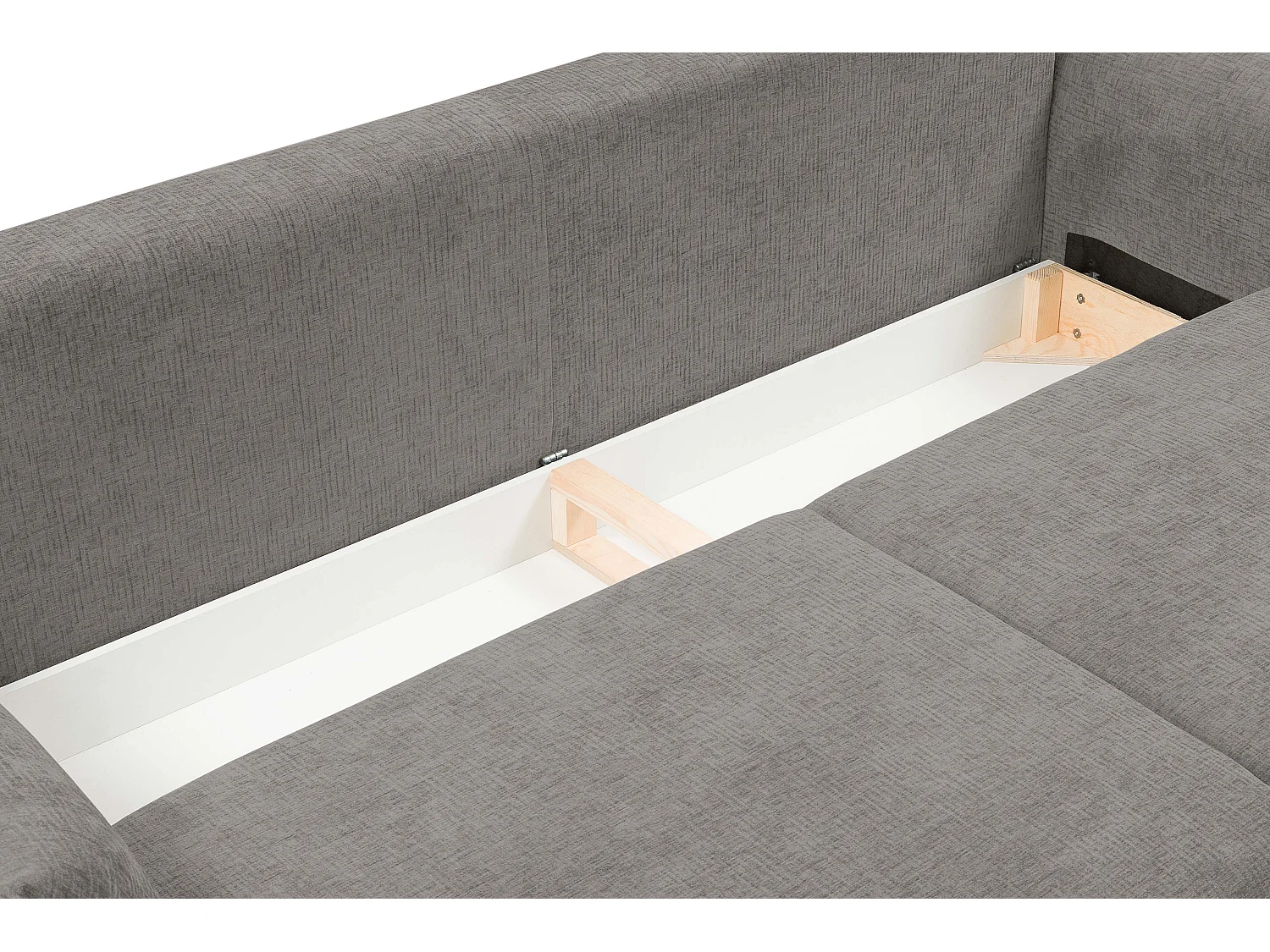 ADEL-Sofa, modernes Schlafsofa mit Stauraum, Silikonkissen, Wellenfedern, HELLGRAPHIT, 145x200 cm