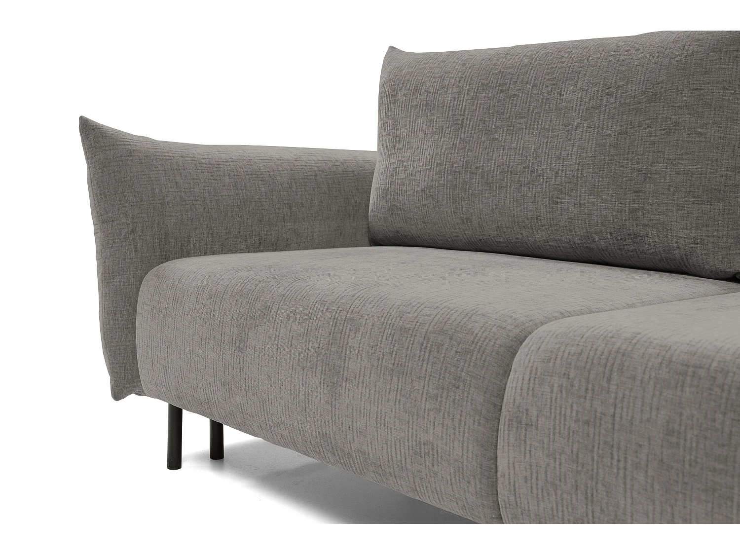 ADEL-Sofa, modernes Schlafsofa mit Stauraum, Silikonkissen, Wellenfedern, HELLGRAPHIT, 145x200 cm