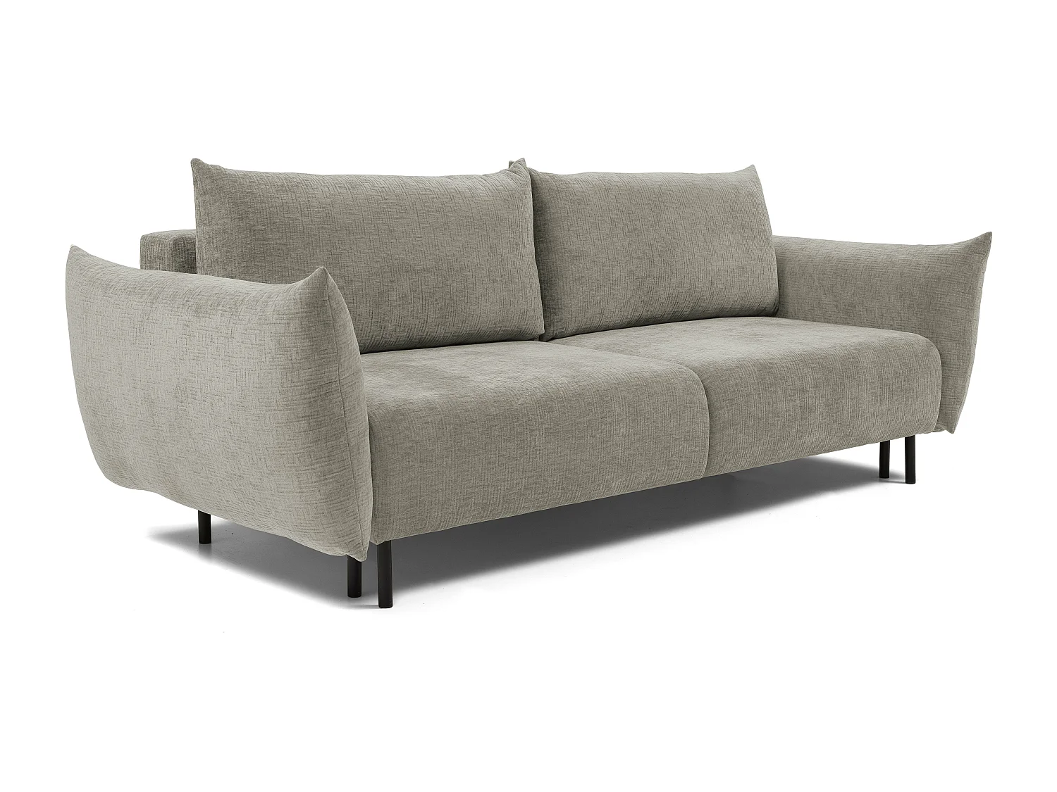 ADEL-Sofa, modernes Schlafsofa mit Stauraum, Silikonkissen, Wellenfedern, GRAU, 145x200 cm