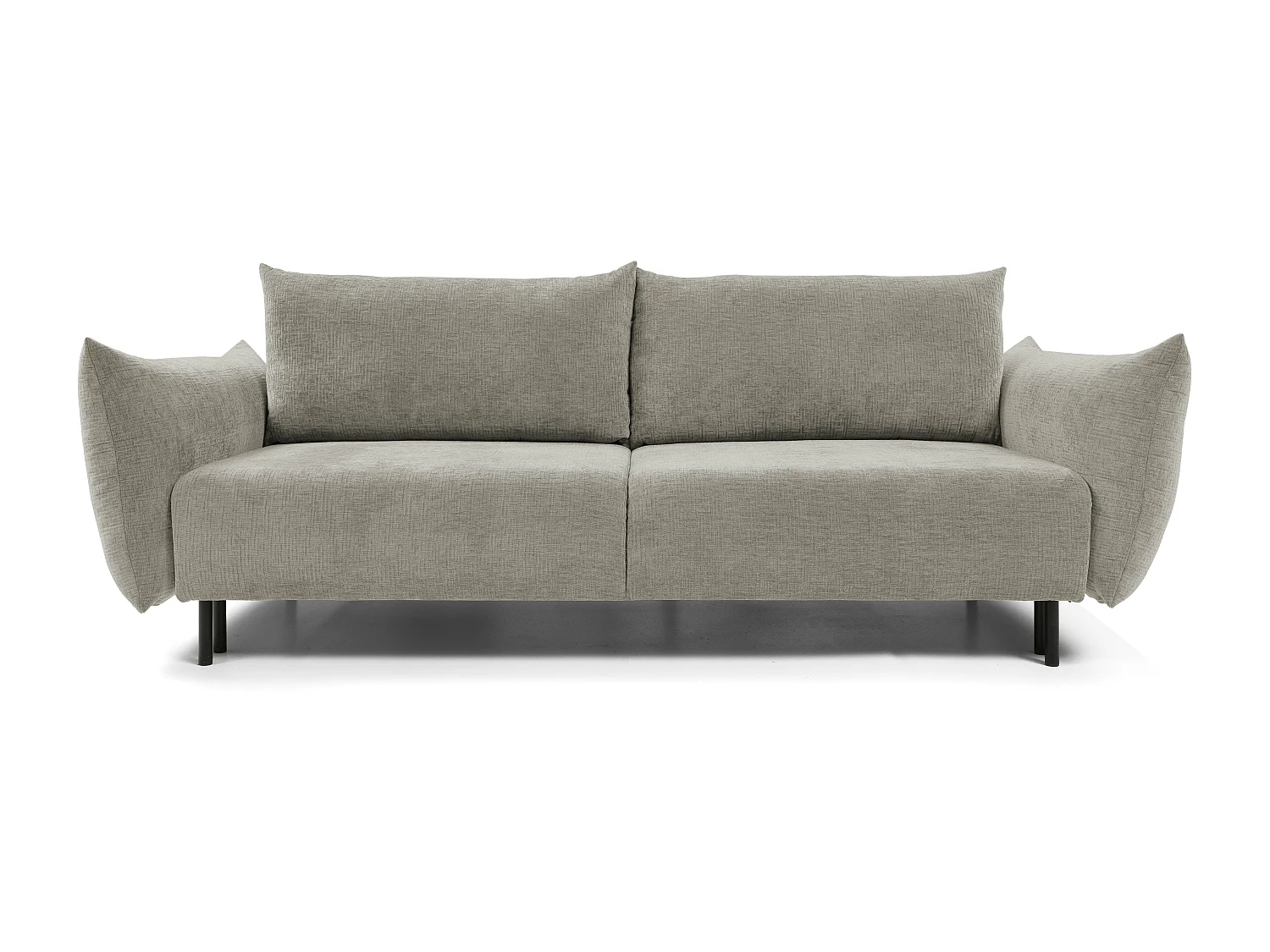 ADEL-Sofa, modernes Schlafsofa mit Stauraum, Silikonkissen, Wellenfedern, GRAU, 145x200 cm
