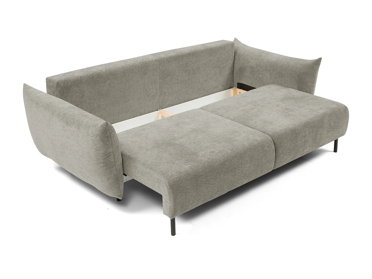 ADEL-Sofa, modernes Schlafsofa mit Stauraum, Silikonkissen, Wellenfedern, GRAU, 145x200 cm