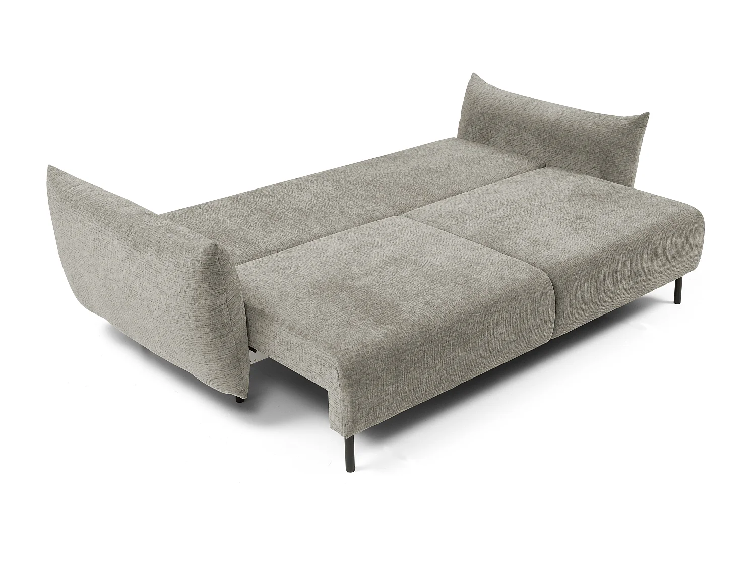 ADEL-Sofa, modernes Schlafsofa mit Stauraum, Silikonkissen, Wellenfedern, GRAU, 145x200 cm