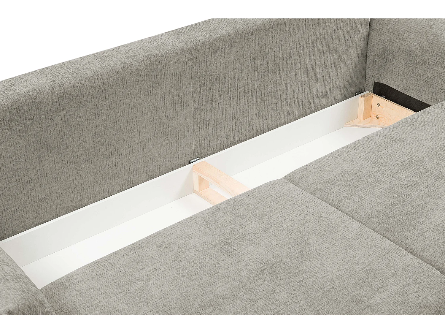 ADEL-Sofa, modernes Schlafsofa mit Stauraum, Silikonkissen, Wellenfedern, GRAU, 145x200 cm