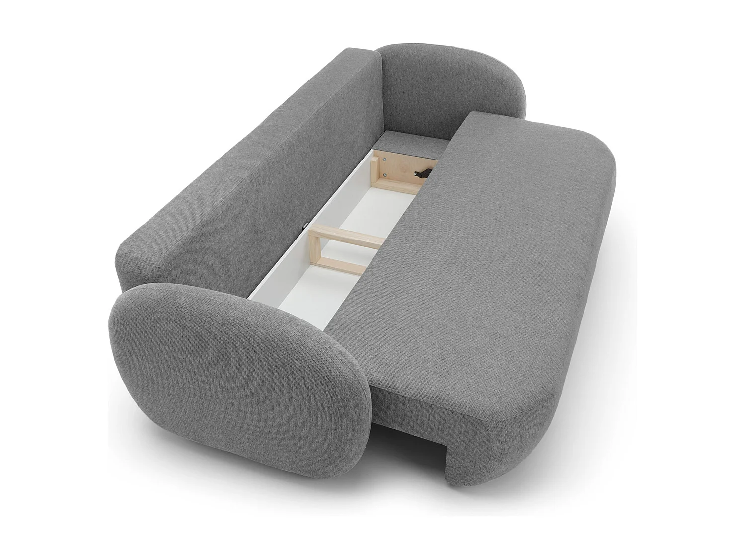Sofa OLIO slaapbank met opbergdoos, decoratieve kussens, opvouwfunctie, Scandinavisch ontwerp, kleur: DONKERGRIJS