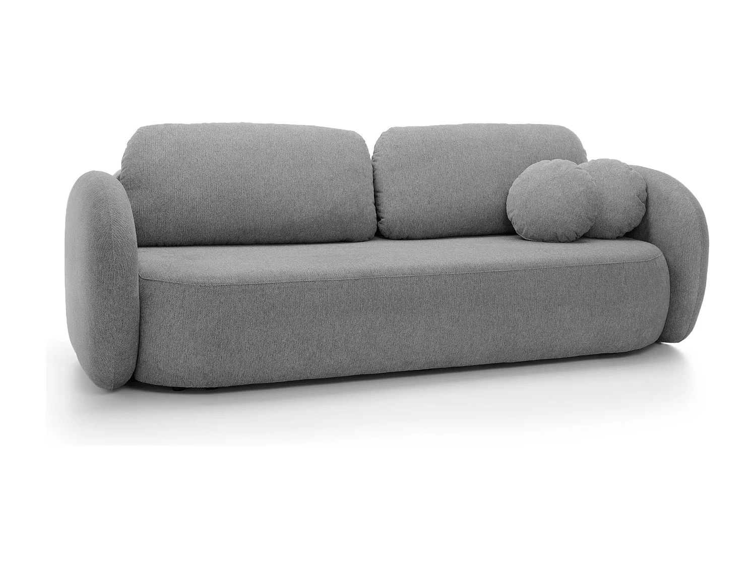 Canapé OLIO Convertible avec coffre, coussins décoratifs, fonction pliable, design scandinave, couchage 142x200 cm, pieds noirs, couleur GRIS FONCÉ