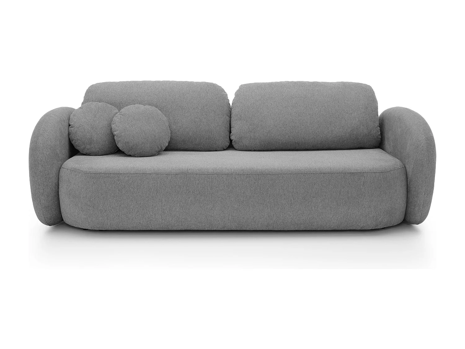 Canapé OLIO Convertible avec coffre, coussins décoratifs, fonction pliable, design scandinave, couchage 142x200 cm, pieds noirs, couleur GRIS FONCÉ