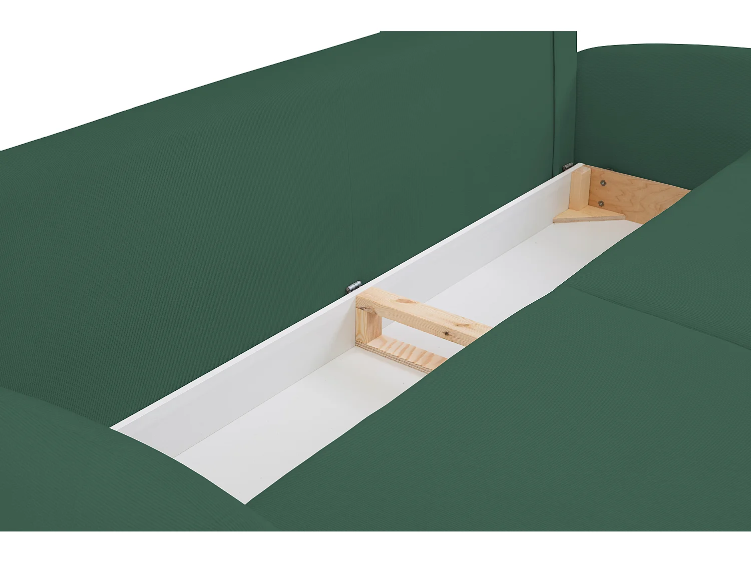 Canapé SOFT 2 places convertible, coffre de rangement, 2 coussins, style moderne, 232x95x109 cm, couleur : VERT