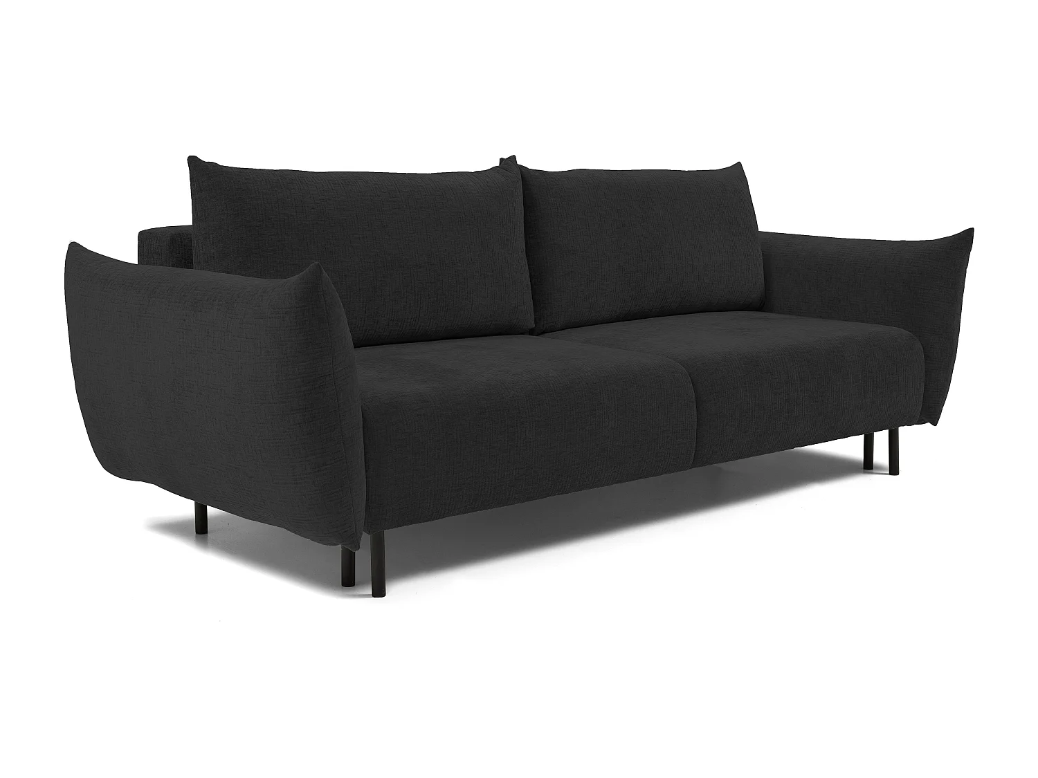 ADEL-bank – Moderne slaapbank met opbergruimte, siliconenkussens, golvende veren, DONKERGRAFIET, 145x200 cm