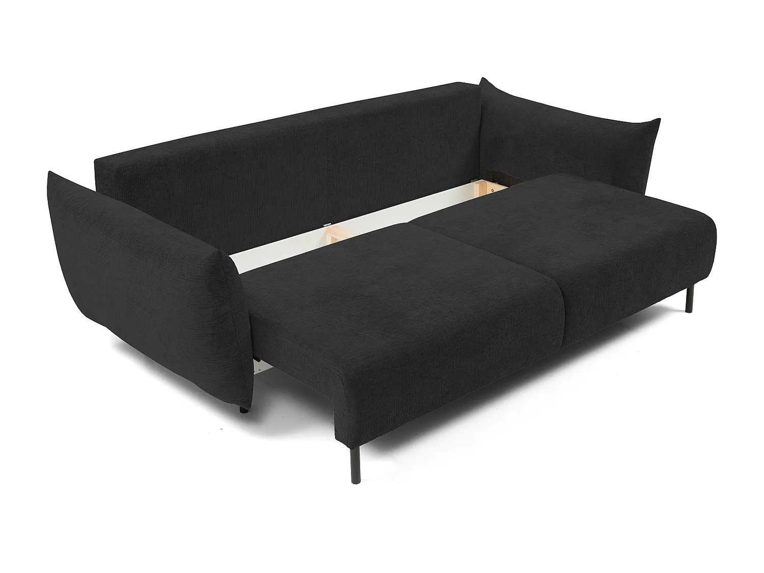 ADEL-bank – Moderne slaapbank met opbergruimte, siliconenkussens, golvende veren, DONKERGRAFIET, 145x200 cm