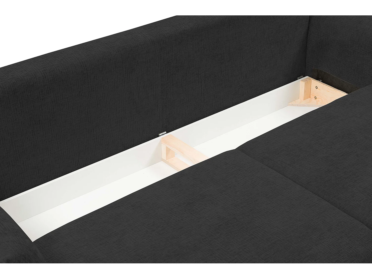 ADEL-bank – Moderne slaapbank met opbergruimte, siliconenkussens, golvende veren, DONKERGRAFIET, 145x200 cm