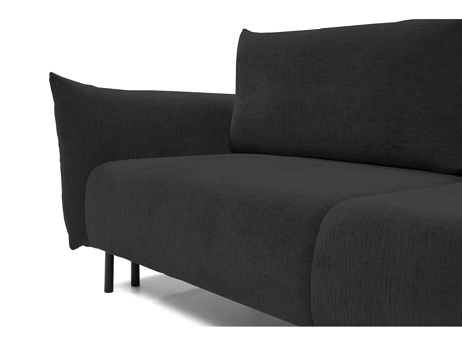 ADEL-bank – Moderne slaapbank met opbergruimte, siliconenkussens, golvende veren, DONKERGRAFIET, 145x200 cm