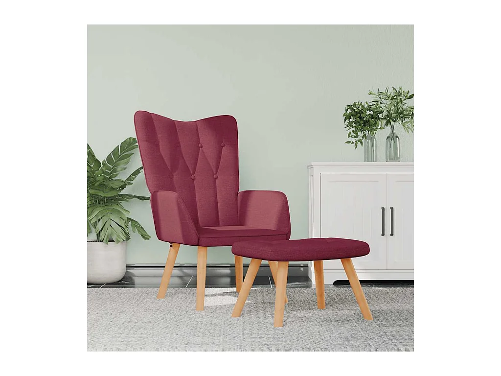 Chaise de relaxation avec tabouret Rouge bordeaux Tissu