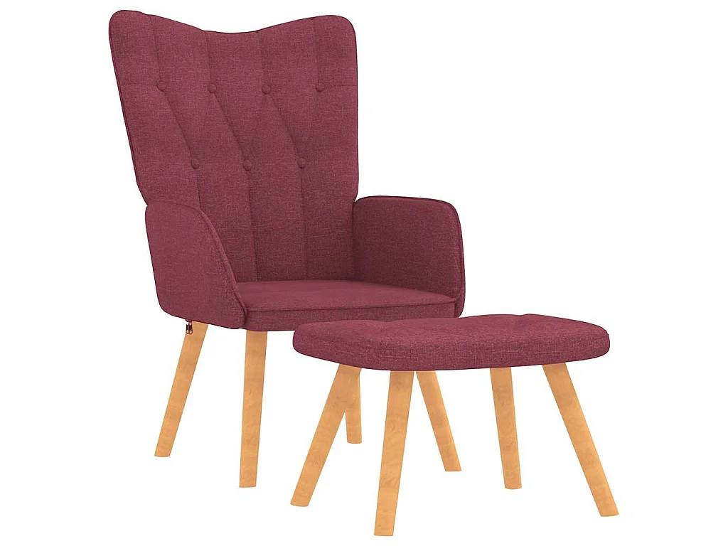 Relaxsessel mit Hocker Weinrot Stoff