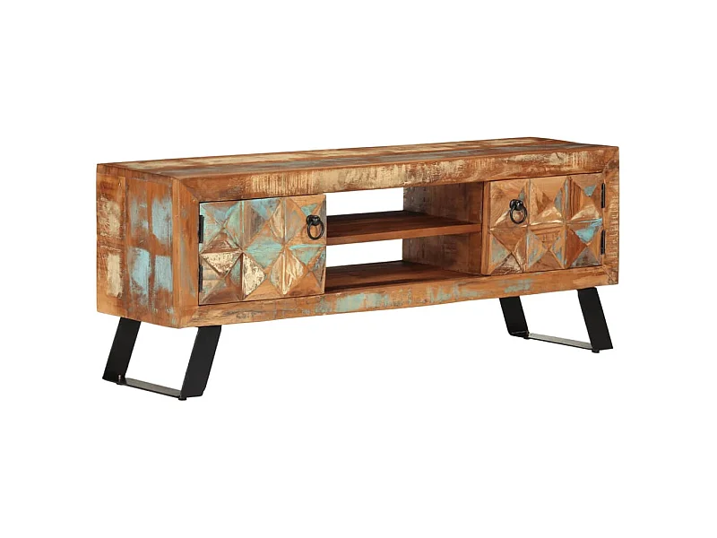 Meuble TV 112x30x45 cm bois massif de récupération