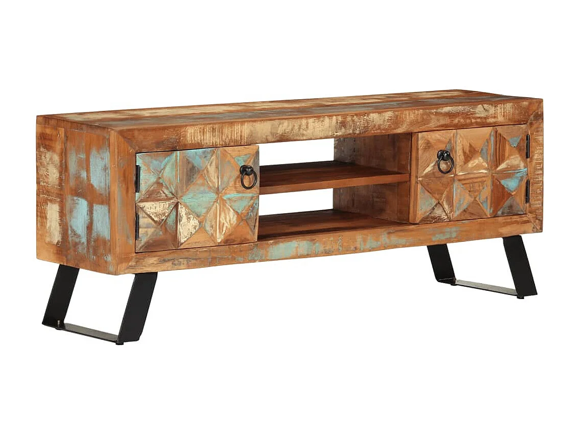 Meuble TV 112x30x45 cm bois massif de récupération