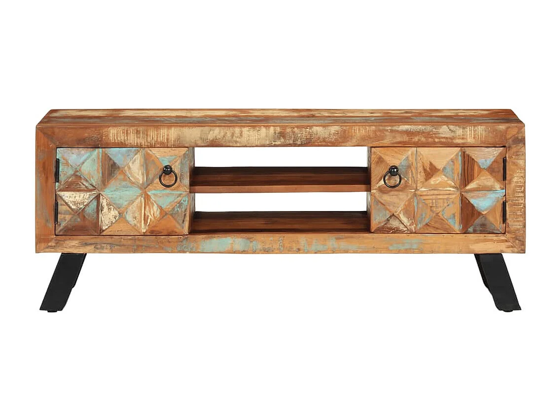 Meuble TV 112x30x45 cm bois massif de récupération