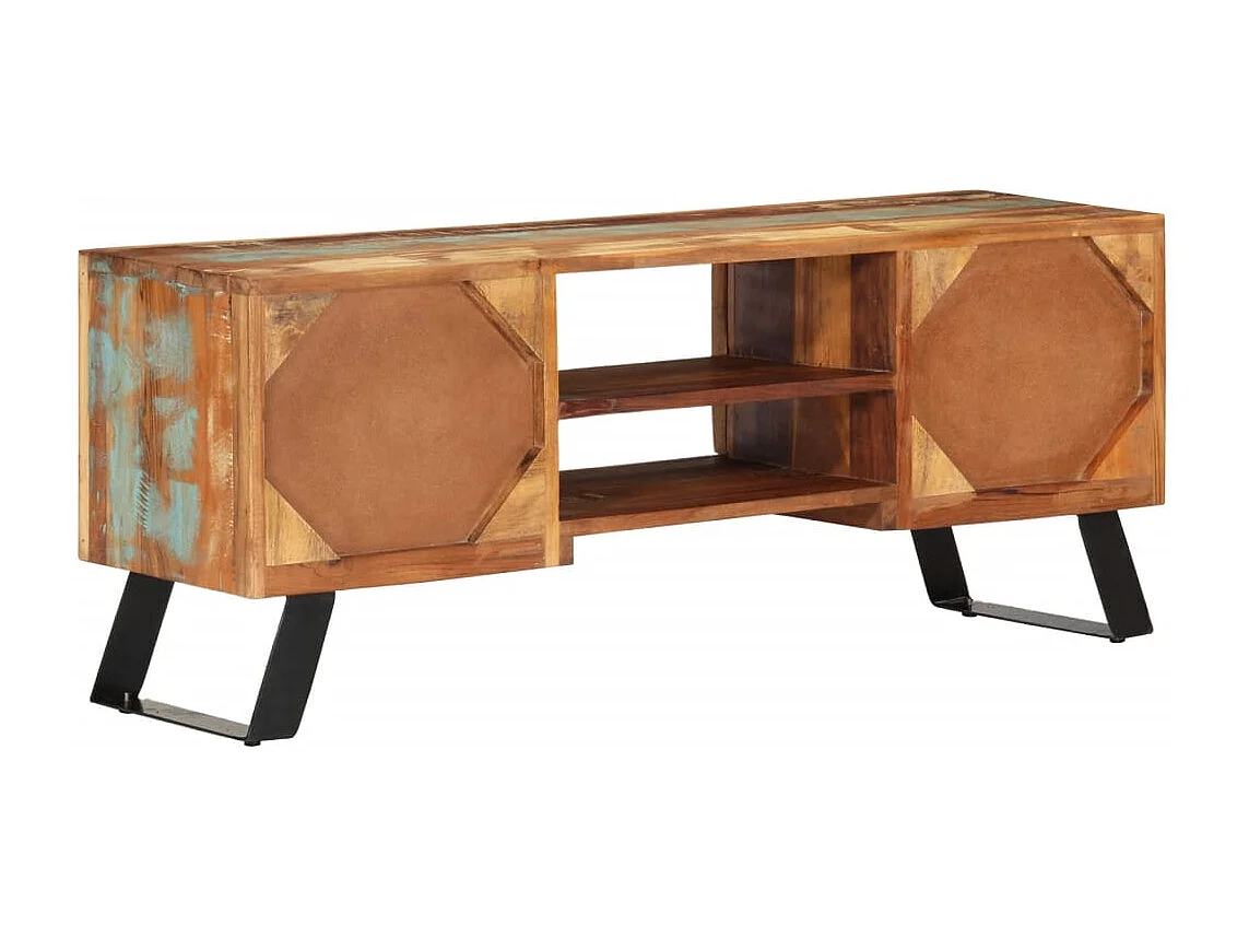 Meuble TV 112x30x45 cm bois massif de récupération