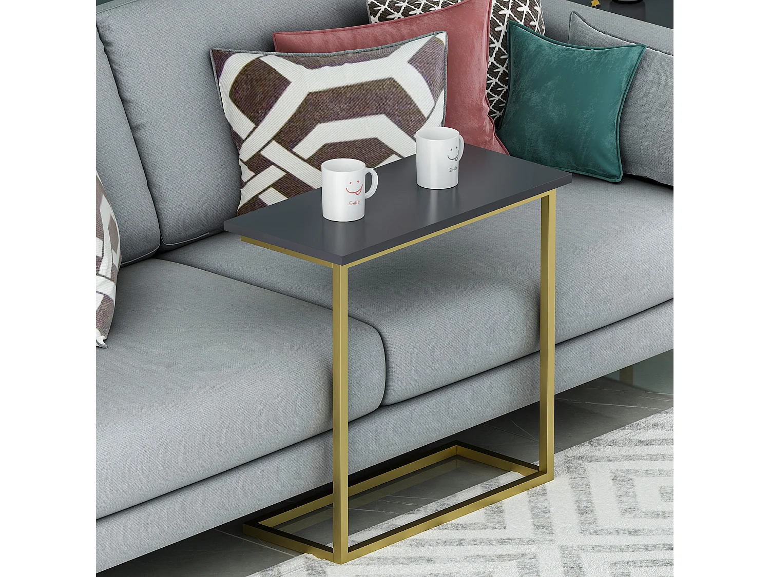 Beistelltisch Narin Anthrazit Gold mit Metallfüße 9277