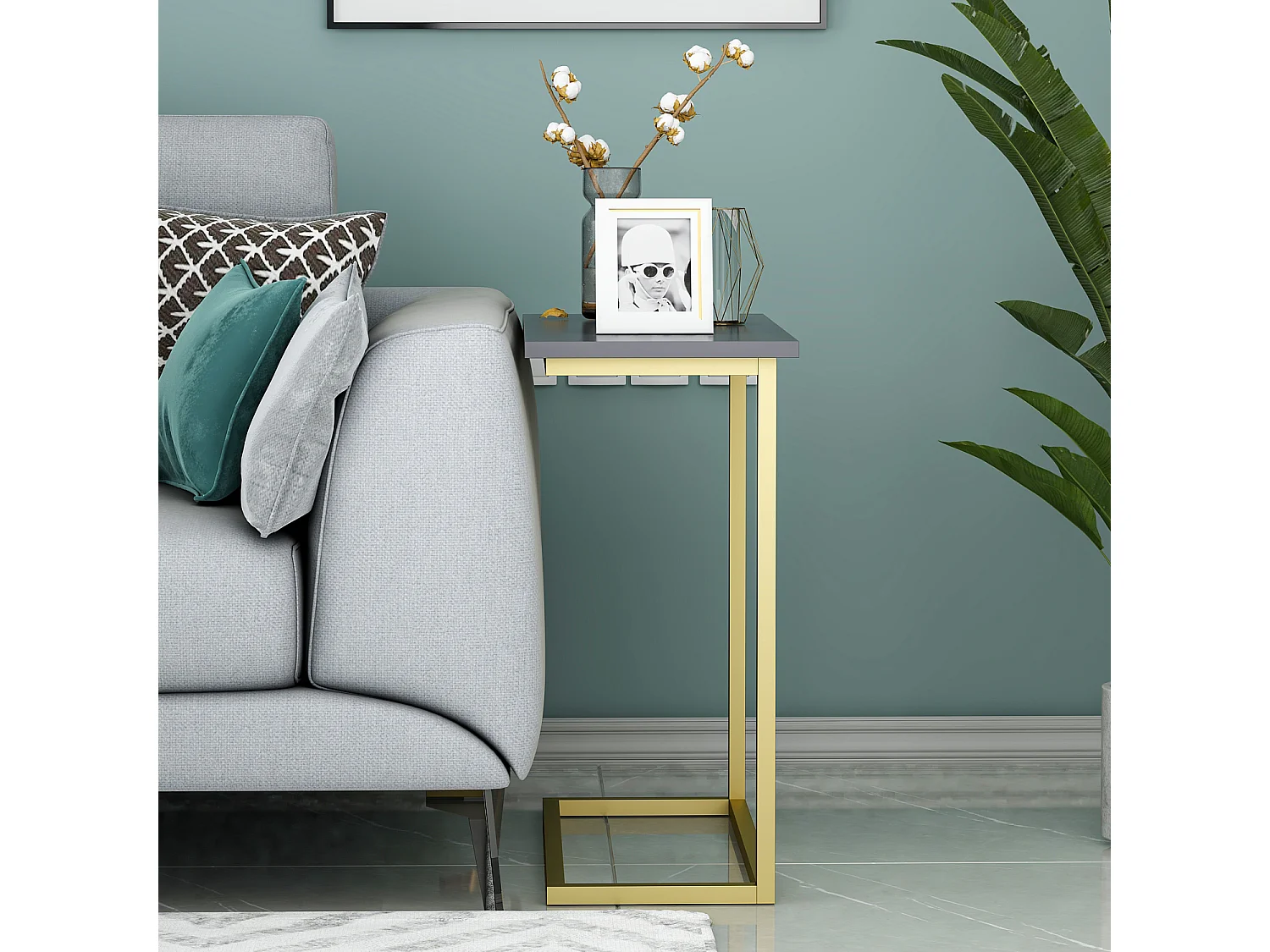 Beistelltisch Narin Anthrazit Gold mit Metallfüße 9277