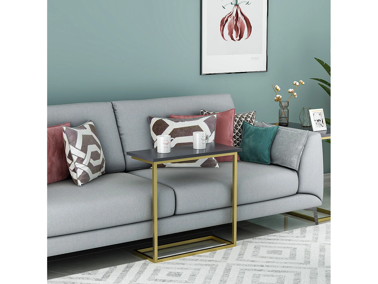 Beistelltisch Narin Anthrazit Gold mit Metallfüße 9277