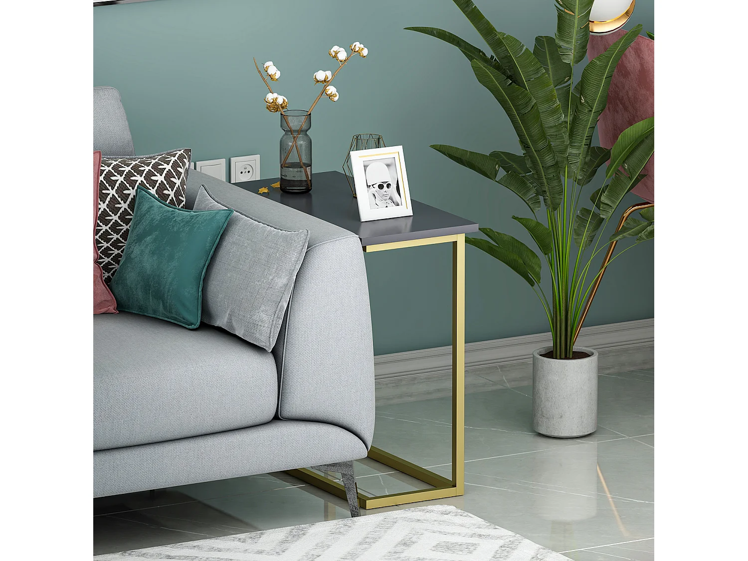 Beistelltisch Narin Anthrazit Gold mit Metallfüße 9277